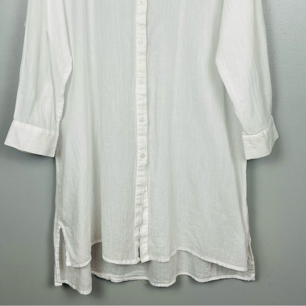 Swimsuits For All Swim 365 white Button-Front roll tab Swim Cover Up, 18/20. - Picture 6 of 11